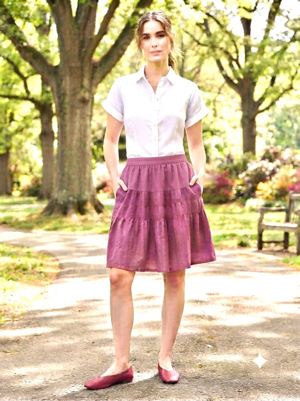 ATK Tiered Skirt in Mauve Pink